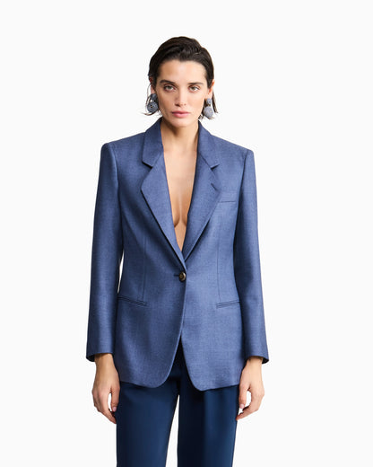 Silk and wool single-breasted jacket