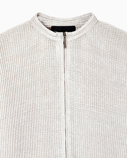 Pleated viscose blend knit jacket