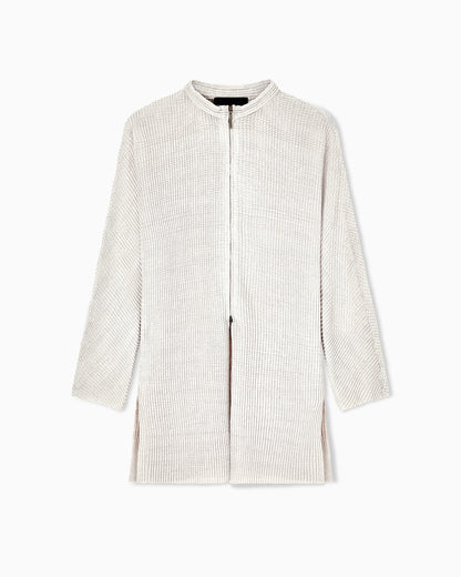 Pleated viscose blend knit jacket