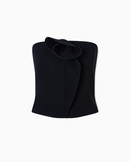 Silk cady bustier top with rose detail