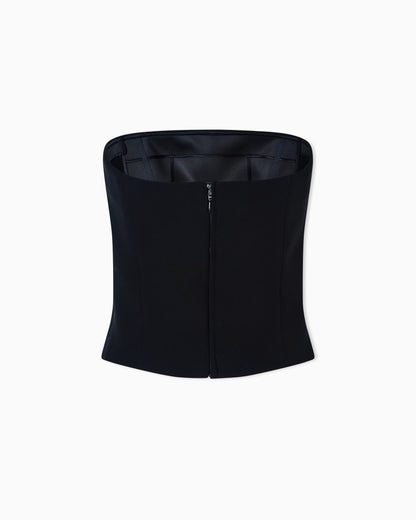 Silk cady bustier top with rose detail
