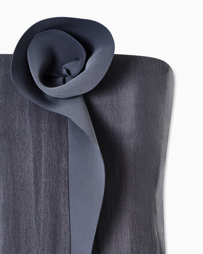 Technical silk top with floral detail
