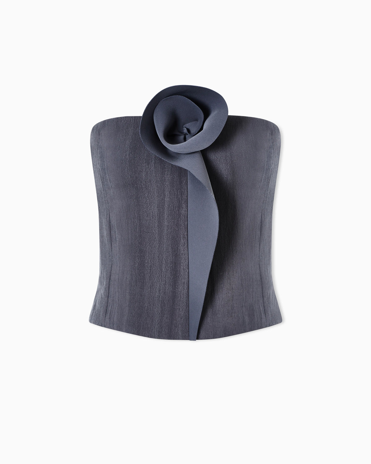 Technical silk top with floral detail
