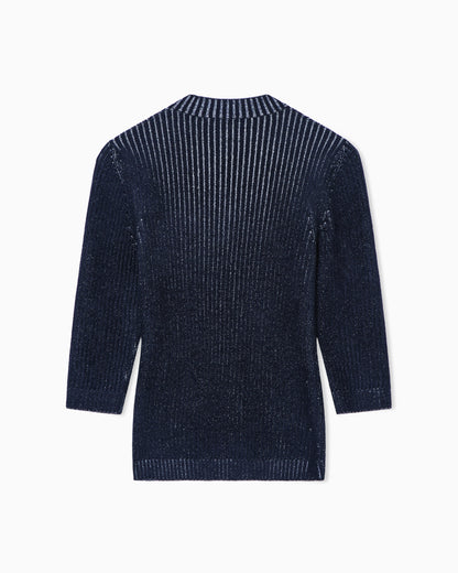 V-neck jumper in ribbed virgin wool and viscose Icon