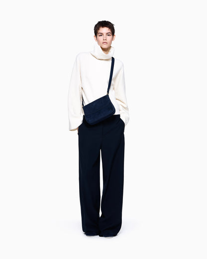 Knit jumper in cashmere seersucker with mock neck Icon