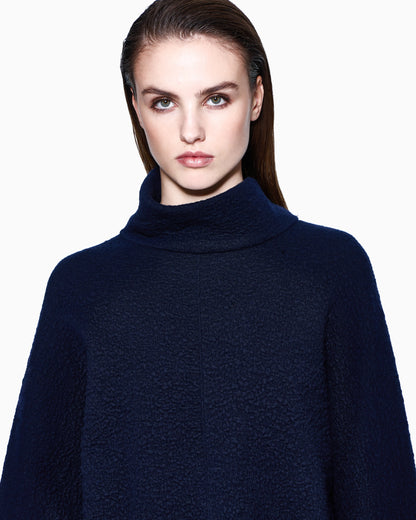 Knit jumper in cashmere seersucker with mock neck Icon