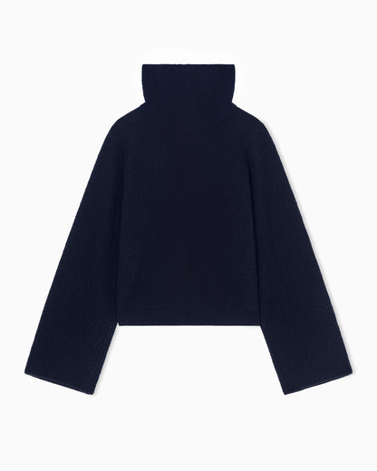 Knit jumper in cashmere seersucker with mock neck Icon