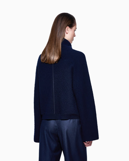 Knit jumper in cashmere seersucker with mock neck Icon