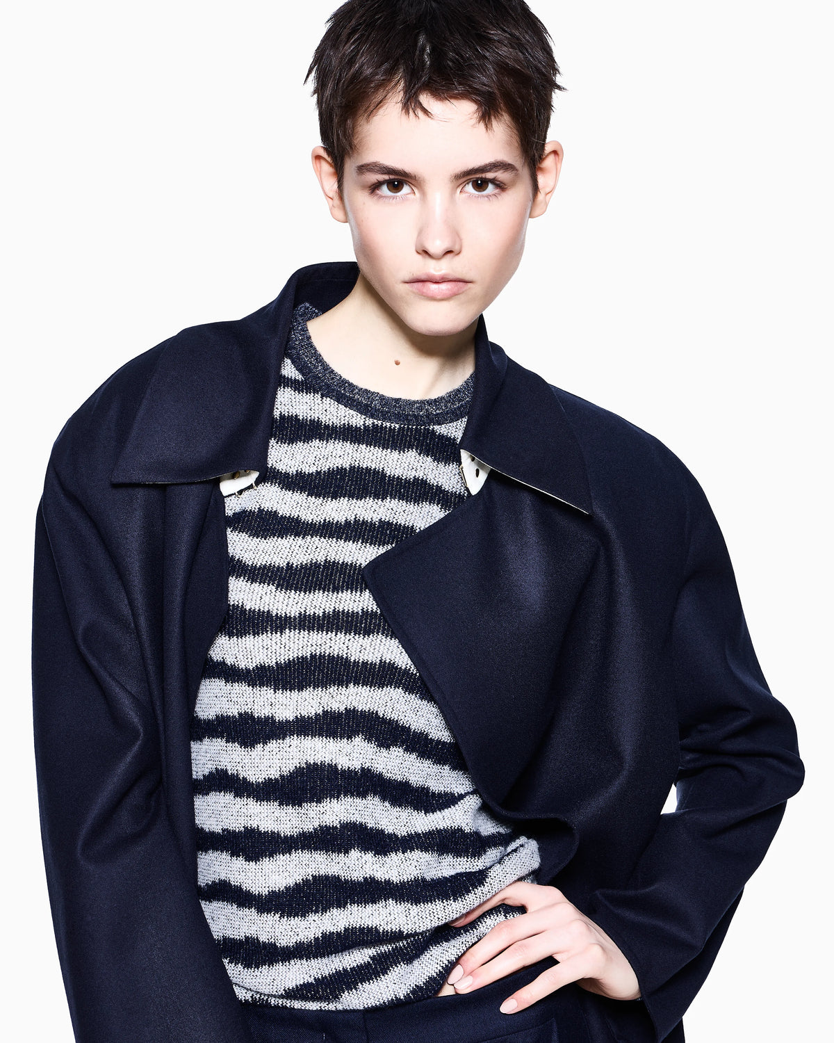 Cashmere jumper with silk and irregular stripes Icon