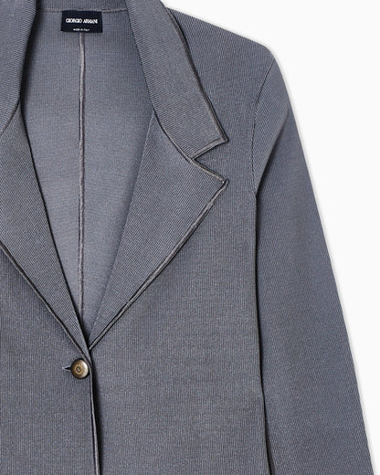 viscose-blend knit single-breasted jacket