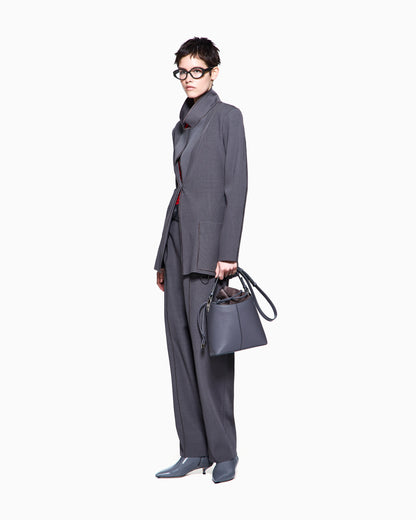 viscose-blend knit single-breasted jacket