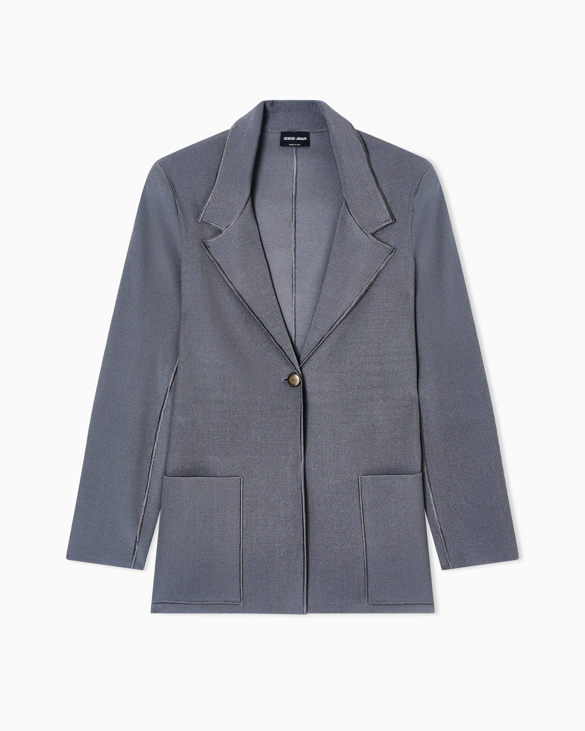 viscose-blend knit single-breasted jacket