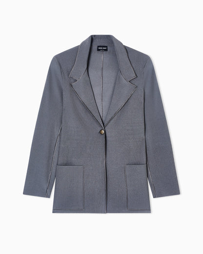 viscose-blend knit single-breasted jacket
