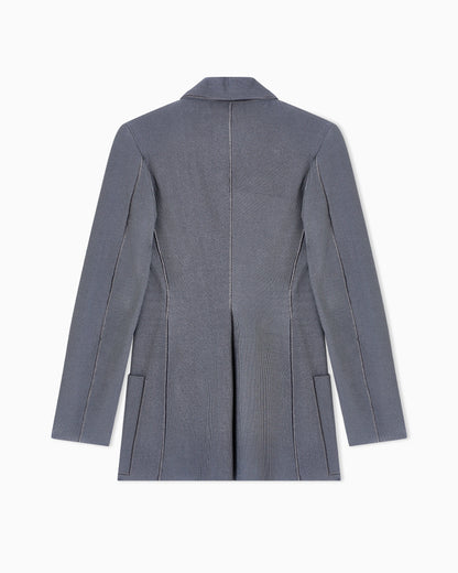 viscose-blend knit single-breasted jacket