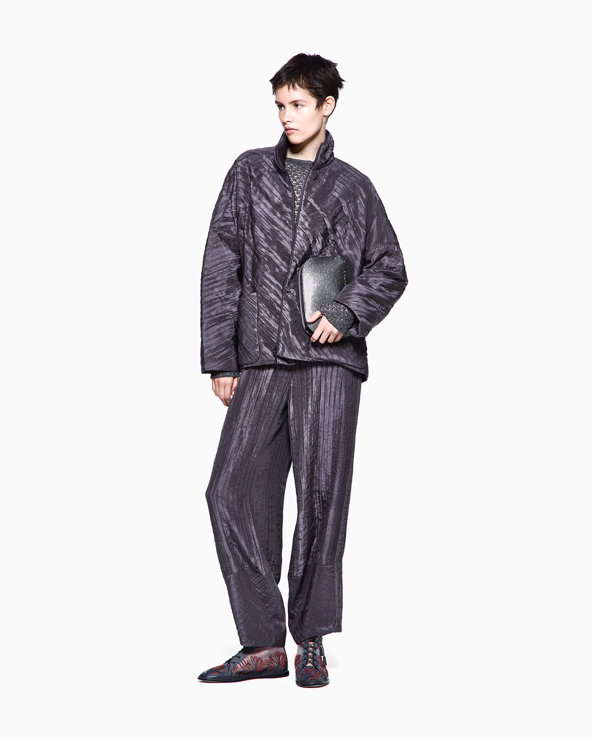 Viscose and metallic mesh jumper