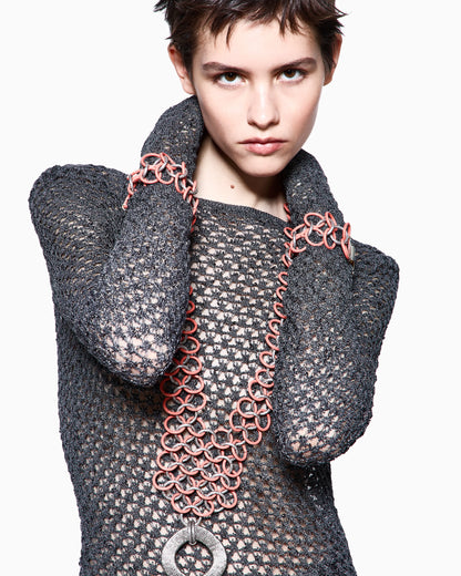 Viscose and metallic mesh jumper
