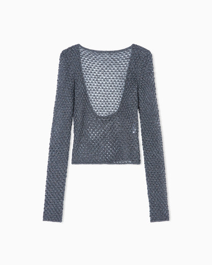 Viscose and metallic mesh jumper