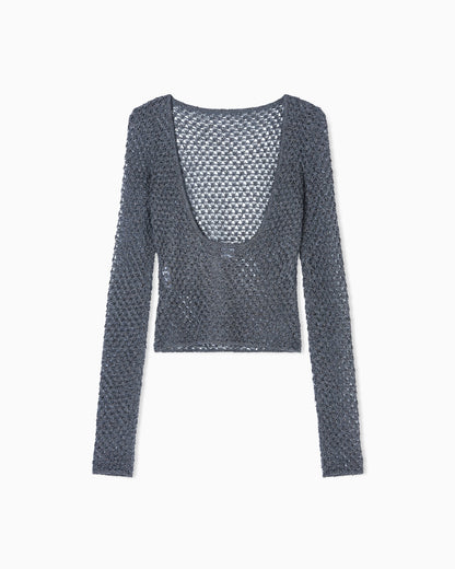 Viscose and metallic mesh jumper