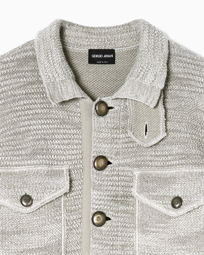 Viscose and linen knit blouson