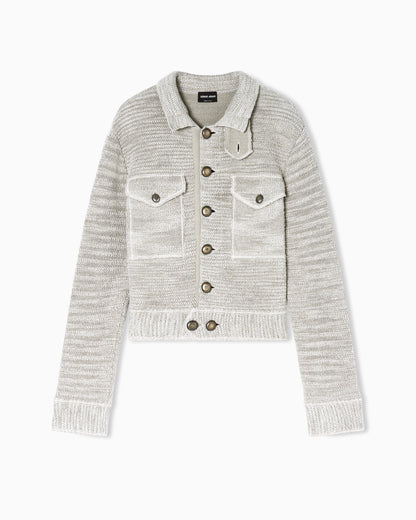 Viscose and linen knit blouson