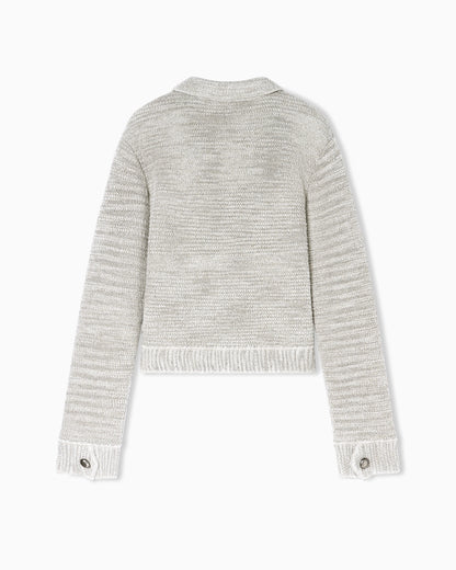Viscose and linen knit blouson