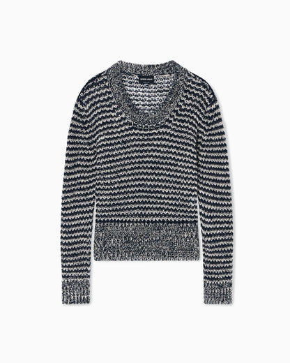 Linen-blend crew-neck jumper