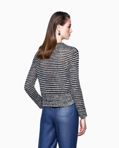 Linen-blend crew-neck jumper