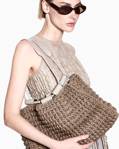 Pleated silk and lurex top
