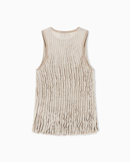Pleated silk and lurex top
