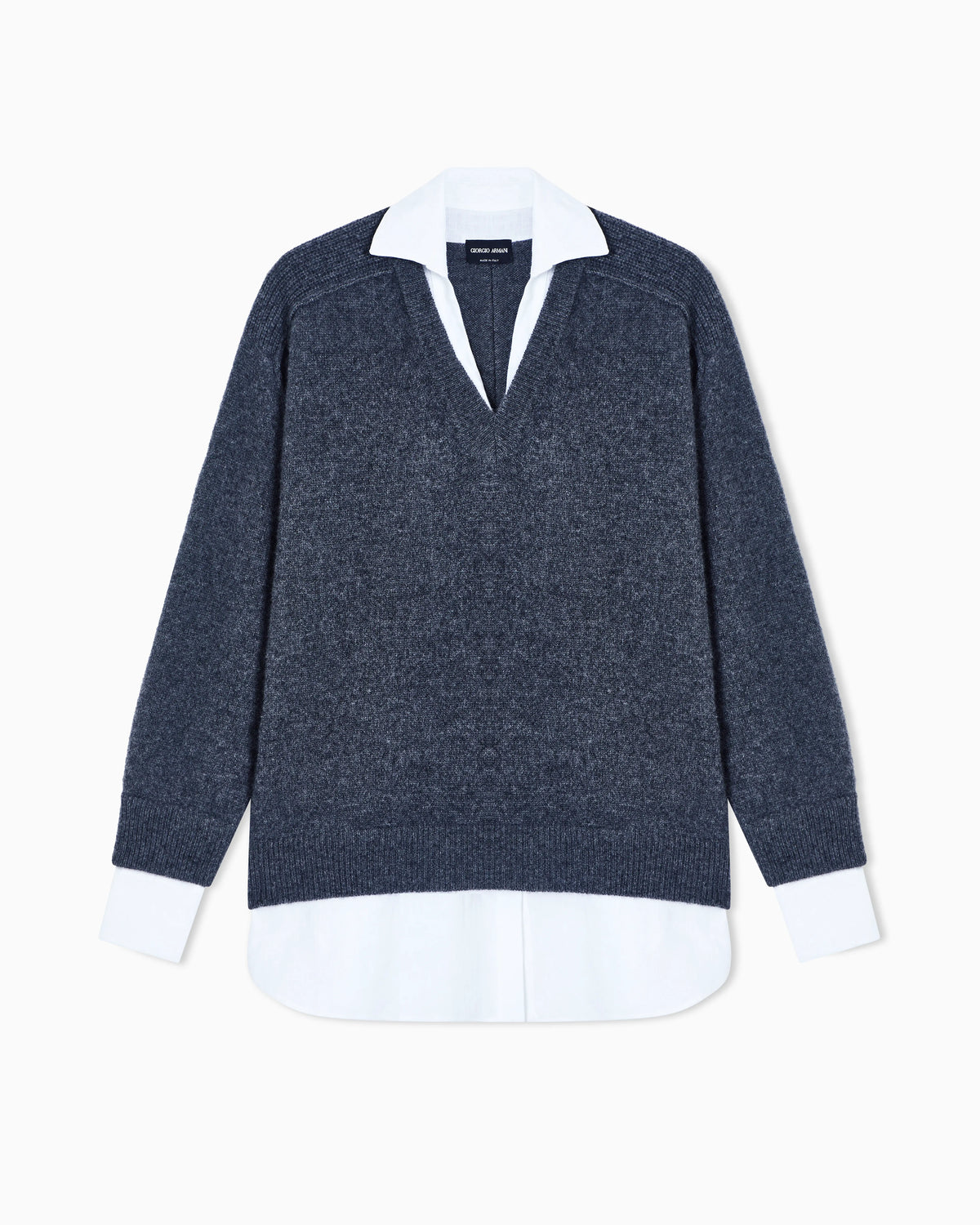Cashmere jumper with shirt details
