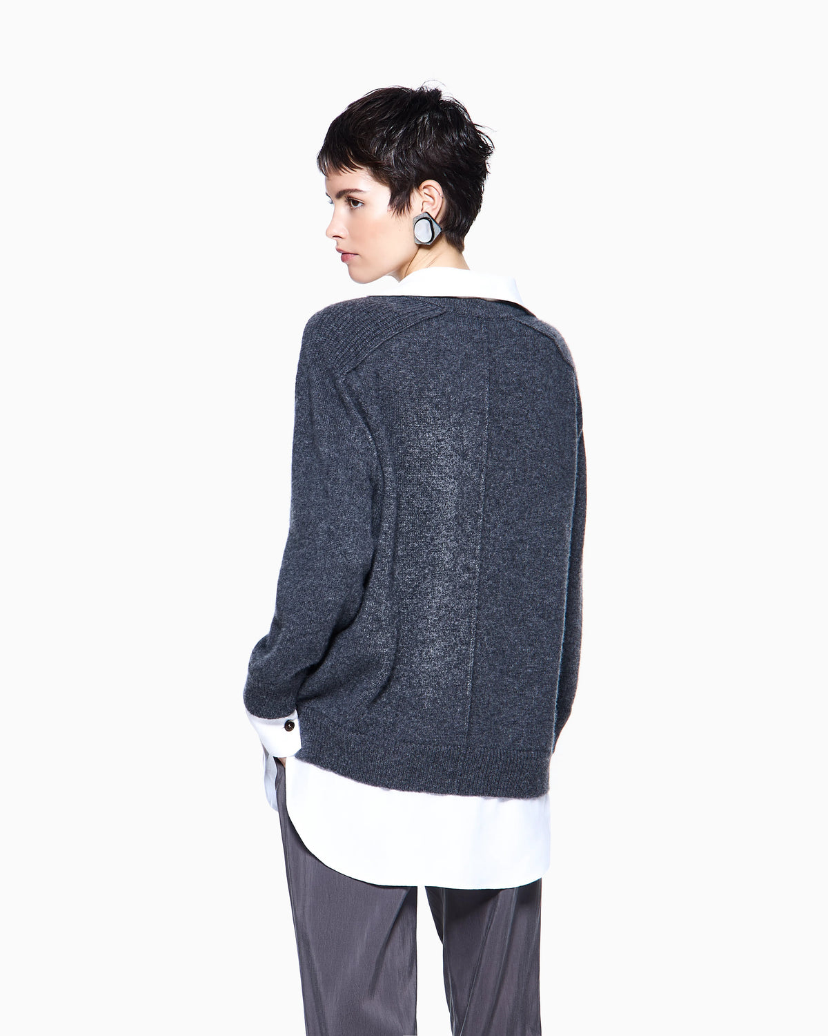 Cashmere jumper with shirt details