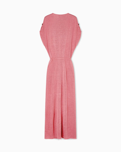 Long dress in linen and silk jersey
