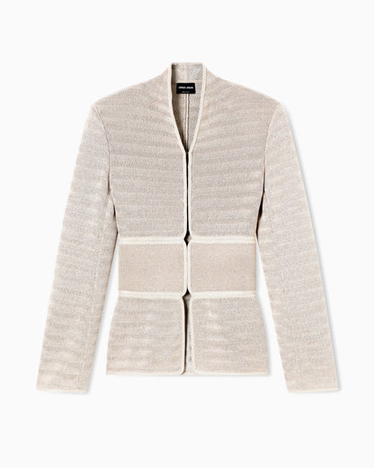 Ottoman-effect viscose-blend knit jacket