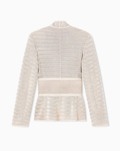 Ottoman-effect viscose-blend knit jacket