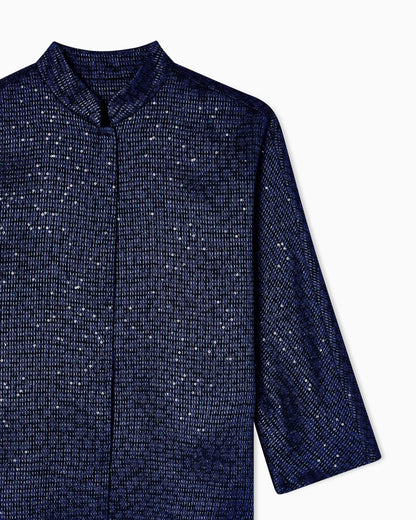Viscose-blend single-breasted jacket with sequins