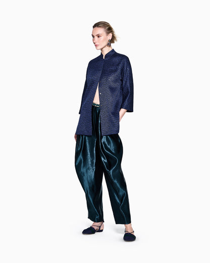 Viscose-blend single-breasted jacket with sequins