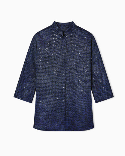 Viscose-blend single-breasted jacket with sequins