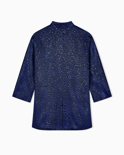Viscose-blend single-breasted jacket with sequins