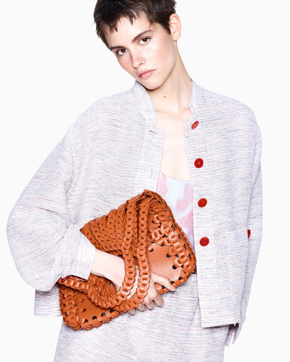 Viscose and linen mouliné knit blouson