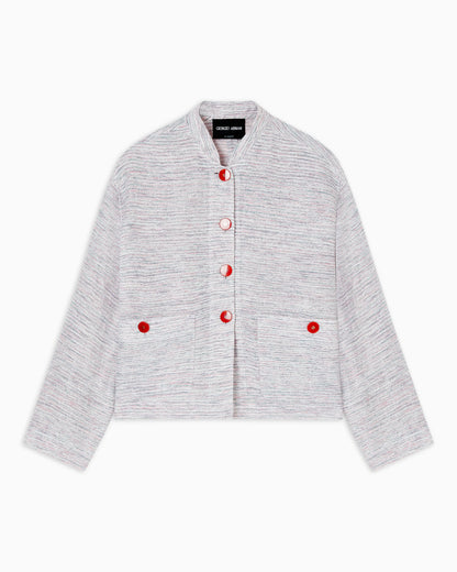Viscose and linen mouliné knit blouson