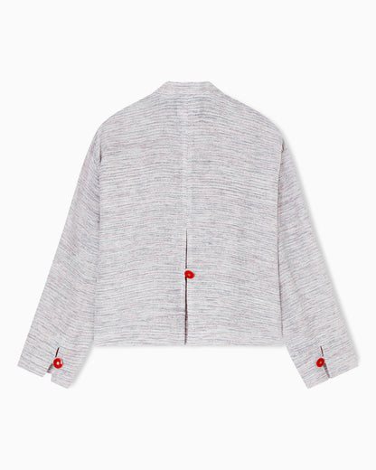 Viscose and linen mouliné knit blouson