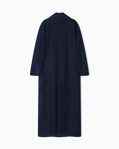 Two-tone coat in virgin wool with a waist belt Icon