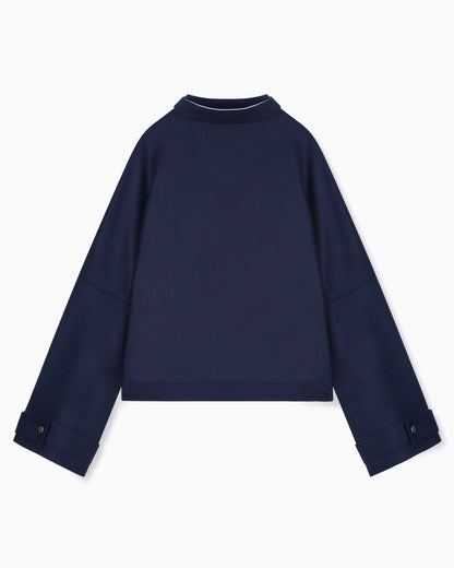 Double-breasted coat in virgin wool with patch pockets Icon