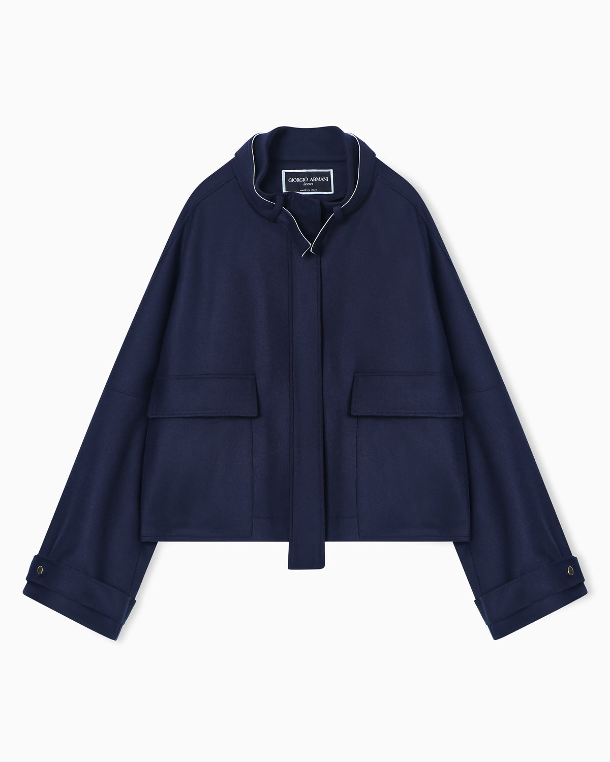 Double-breasted coat in virgin wool with patch pockets Icon