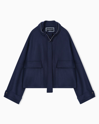 Double-breasted coat in virgin wool with patch pockets Icon