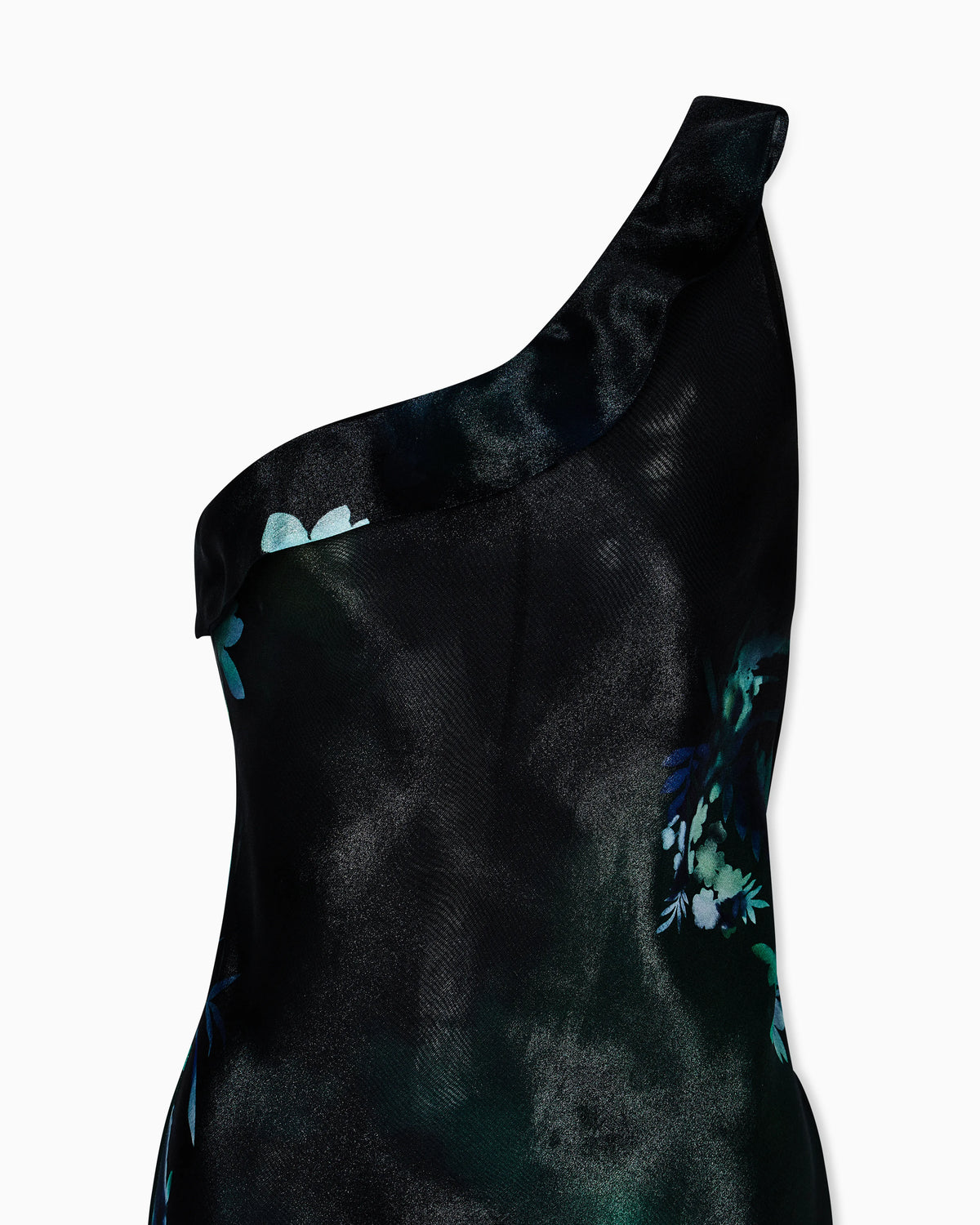 Long dress in printed silk organza