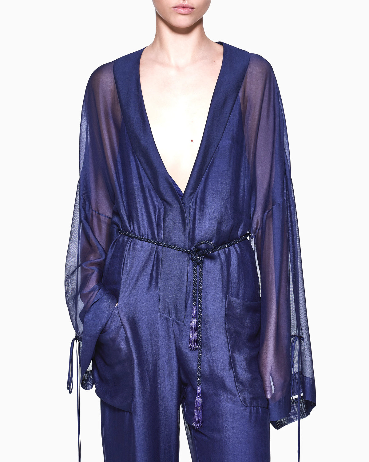 Viscose and silk gauze jumpsuit