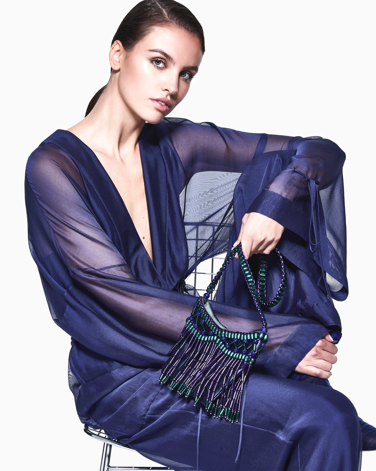 Viscose and silk gauze jumpsuit
