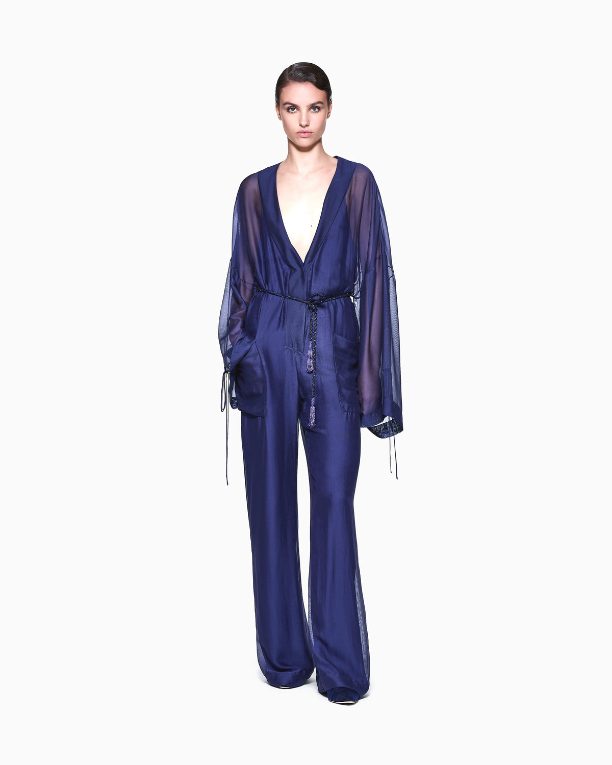 Viscose and silk gauze jumpsuit