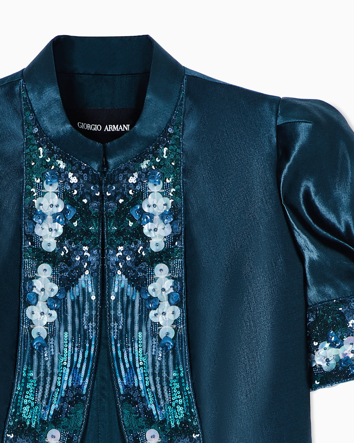 Embroidered linen and silk bolero